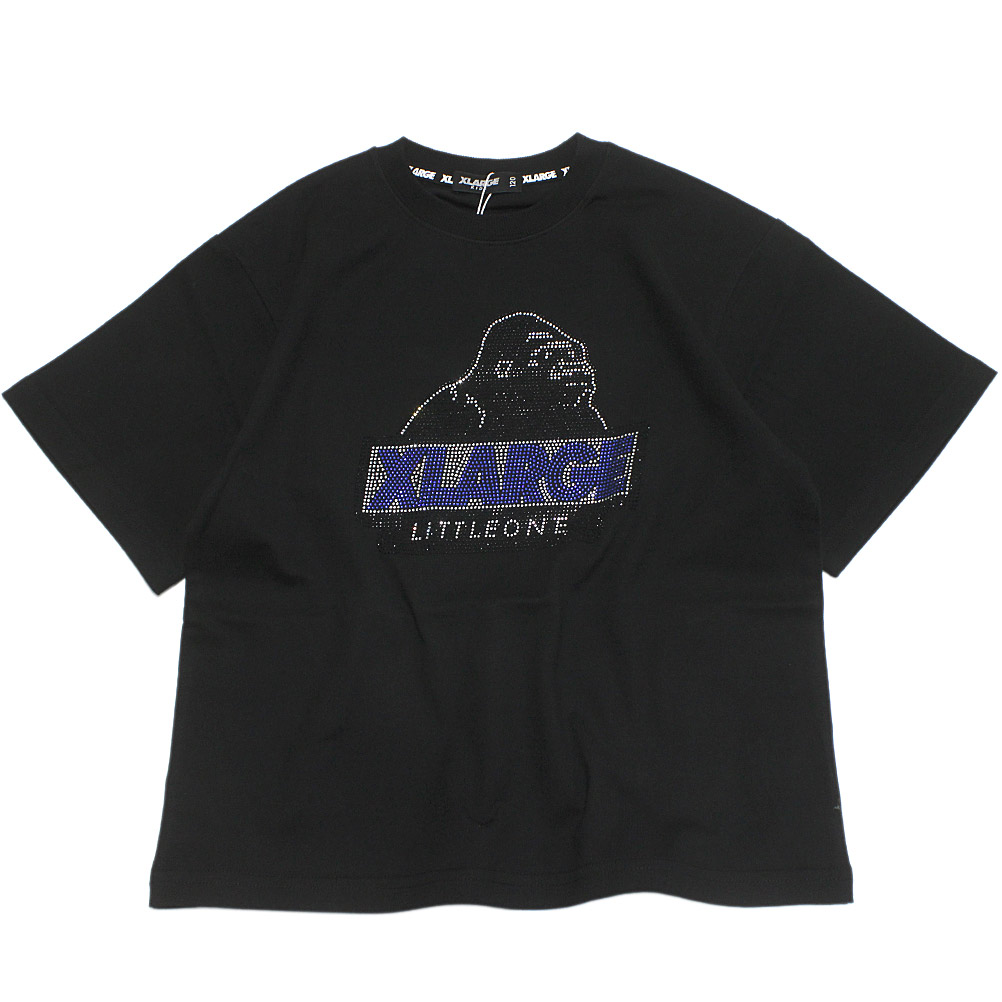 【エクストララージキッズ/エックスラージ/子供服/XLARGE KIDS】 ラインストーンOG 半袖Tシャツ クロ(80)