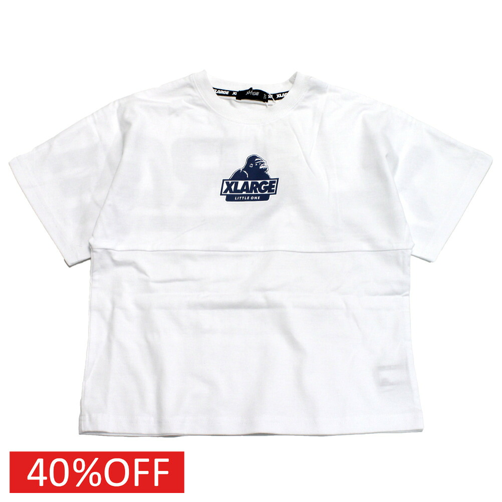 【エクストララージキッズ/エックスラージ/子供服/XLARGE KIDS】 バックロゴ 切り替え半袖Tシャツ シロ(01)