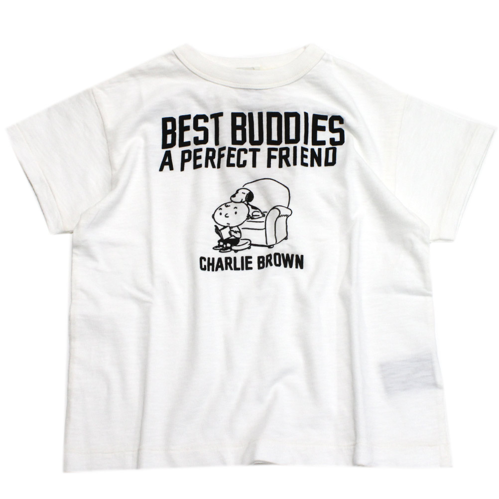 【子ども服/デニムダンガリー/スヌーピーコラボ/DENIM DUNGAREE/ジュニア服】 テンジク SNOOPY BUDDIES TEE 1W白