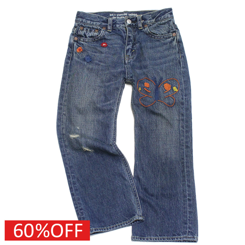 【ゴートゥーハリウッド GO TO HOLLYWOOD/子供服/親子】 セール 【50%OFF】 デニム バタフライ PN 14BLブルー