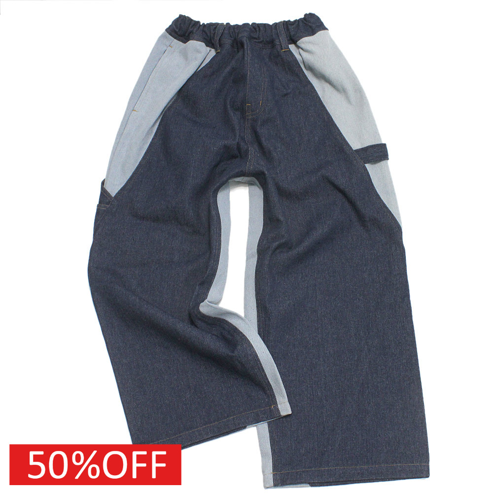 【nunuforme/ヌヌフォルム/レディース/キッズ/子ども服】 セール 【40%OFF】 バイカラーペインターパンツ インディゴ｜子供服ミリバール 7,498円