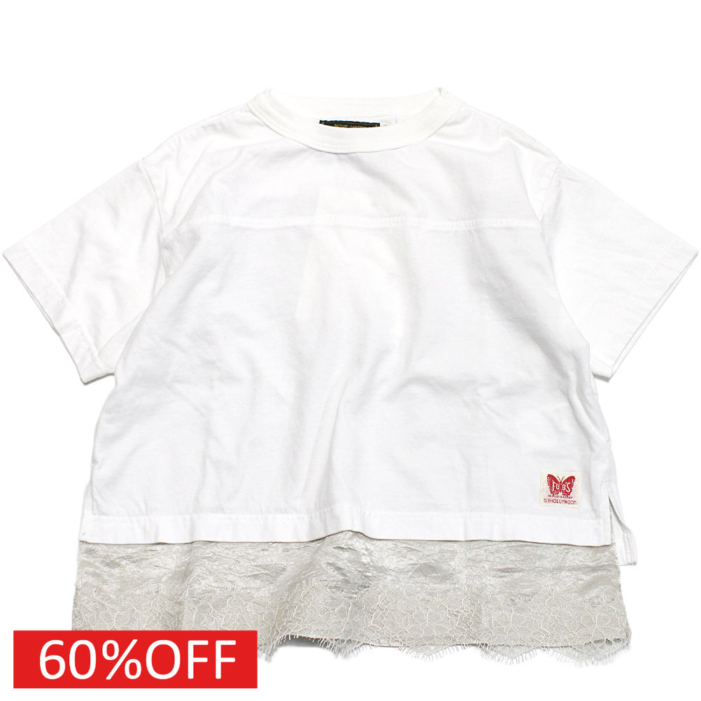 【ゴートゥーハリウッド GO TO HOLLYWOOD/子供服/親子】 セール 【50%OFF】 レイヤードフウ レース ナンバリング TEE 1W白