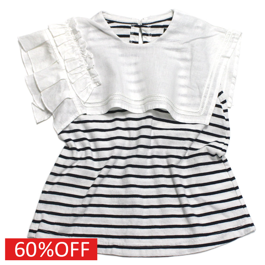 【ゴートゥーハリウッド GO TO HOLLYWOOD/子供服/親子】 セール 【50%OFF】 アシンメトリー セーラーカラー ノースリーブTEE 1W白