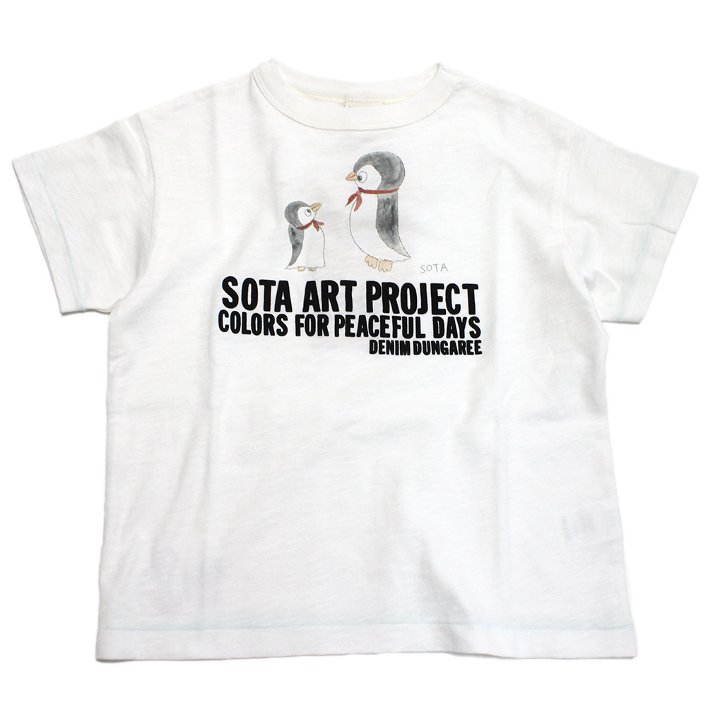 【赤ちゃん服/デニムダンガリー/DENIM DUNGAREE/親子/ジーンズ＆ダンガリー/DD】  テンジク PENGUIN SOTA ART TEE 1W白