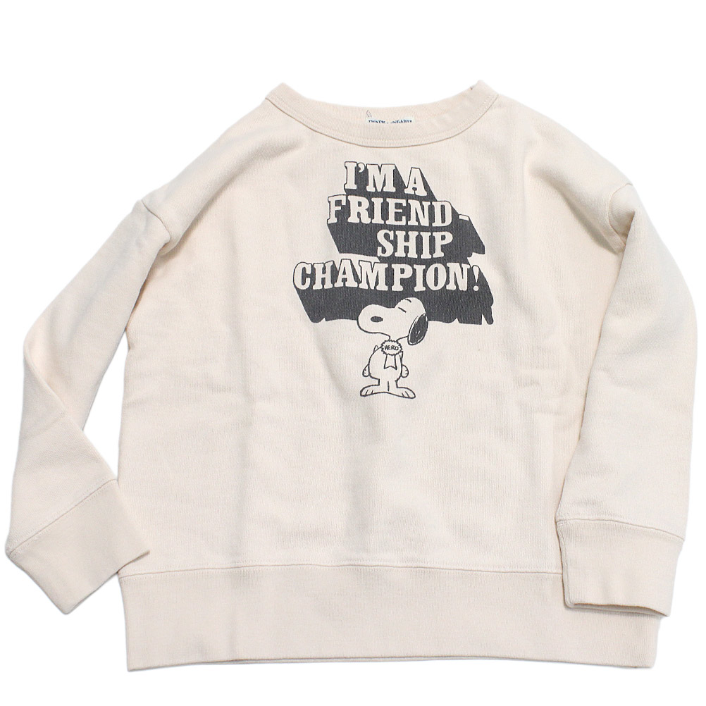 【ちびっ子服/デニムダンガリー/スヌーピーコラボ/DENIM DUNGAREE/御坊っちゃん服】  ウラケ SNOOPY HERO 流汗 1W白