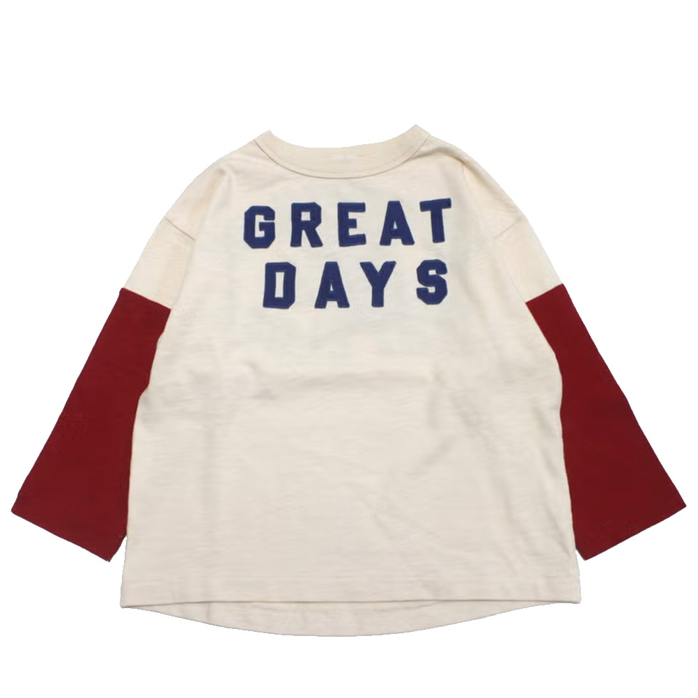 【子供服/デニムダンガリー/DENIM DUNGAREE/親子/デニム＆ダンガリー/DD】 テンジク 31 L/S TEE(8分袖) 55DR濃赤｜子供服ミリバール