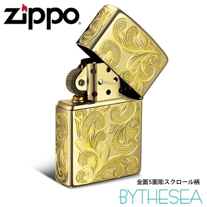 ジッポライター ライター レギュラータイプ 真鍮 送料無料 ブラスサテーナ 5面手彫り プレゼント Zippo プレゼントにも こだわりの5面ハワイアン手彫り Zippoライター ハワイアンジュエリー The スクロール模様 ブランド かっこいい おしゃれ メンズ レディース 送料無料