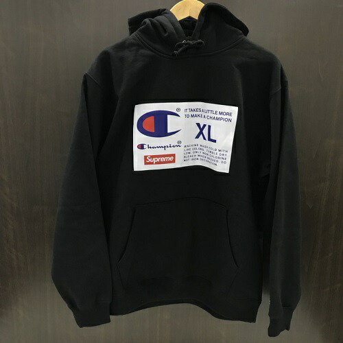 supreme champion hooded sweatshirt black