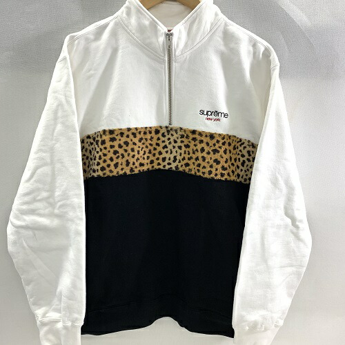 leopard panel half zip sweatshirt