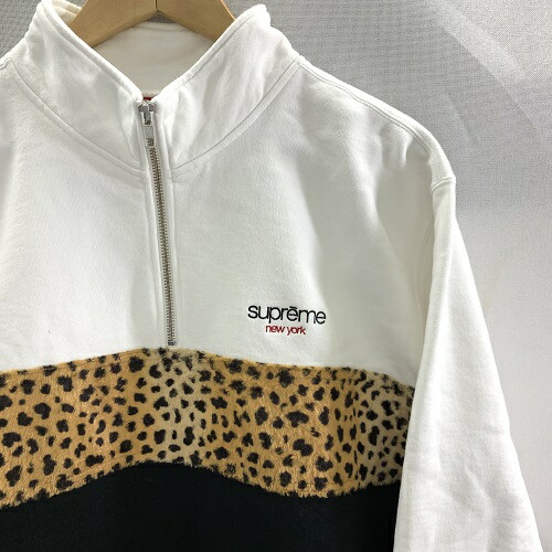 leopard panel half zip sweatshirt