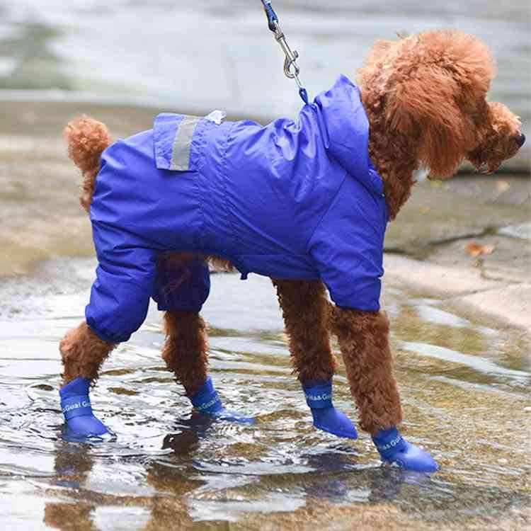 犬用シューズ4個セット ペットシューズ レインブーツ 小型犬 中型犬 わんちゃん 滑り止めシリコン ドッグシューズ 舗 保護シューズ 送料無料 Lサイズ 肉球保護 梅雨対策 犬用品 防水 安全 ペット用品 M S