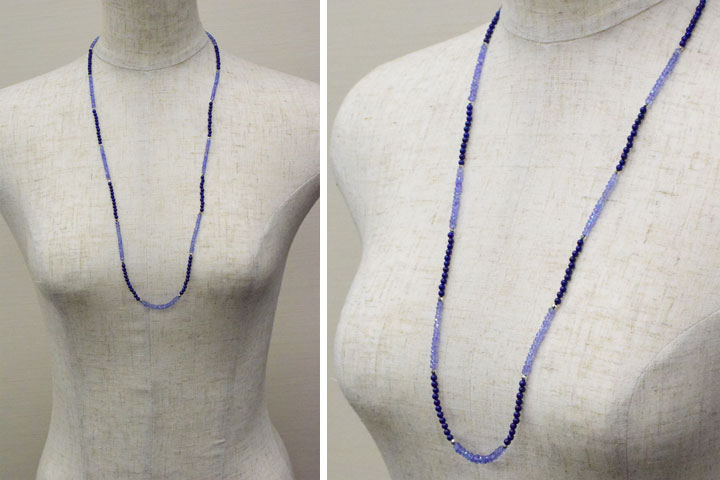 内祝い 楽天市場 ポイント倍 4 25 日 23 59まで 送料無料 天然石 ロング ネックレス 70cm タンザナイト ラピスラズリ K18wg 留め金具 タンザ ラピス 40代 50代 60代 70代 80代 誕生日 プレゼント 母 12月 誕生石 ミセス シニア ファッション