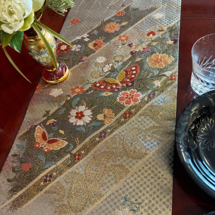 豪華 着物の帯のテーブルランナー 正絹100% - ショップ Japanese style