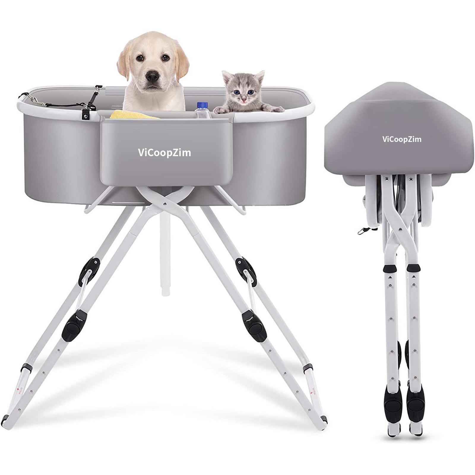 ペット お風呂 ペット バスタブ 犬用 猫用 シャワープール 浴槽 折り畳み 5段階の高さ調節 大容量 収納 コンパクト ポータブルバス 持ち運び ペット用 犬用 猫用 漬け置き洗い 耐磨 防水 丈夫 室内外に適用|MIM店