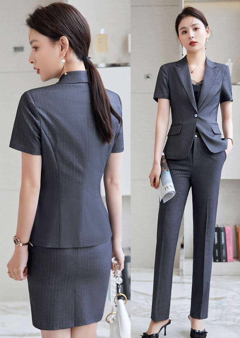 春夏新作 2点セット ビジネススーツ レディース コート スカート ジャケット 通勤 オフィス 制服 事務服 入学 フォーマル ビジネス 洗える 細身 半袖 与え