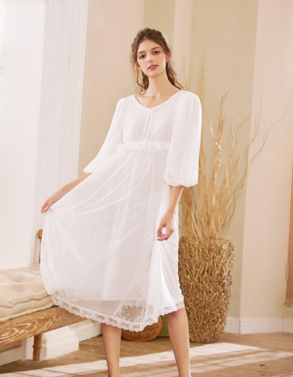 楽天市場 3色 春 秋 長袖 ワンピース お姫様 宮廷風 パジャマ レディース 部屋着 ルームウェア 姫系 棉 レース 可愛い 快適 寝巻き レディース Woop Woop First Store