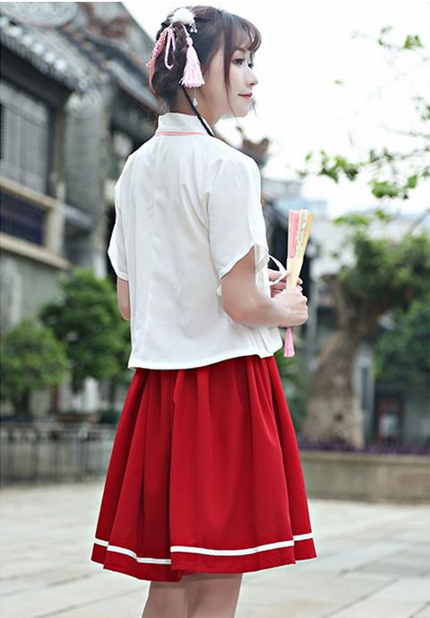 楽天市場 送料無料 2点セット コスプレ衣装 チャイナドレス 漢服 上着 スカート カジュアル プリント花柄エレガント 復古風 写真撮影 パーティー用ドレス レディース 古代 演出服 セットアップ Woop Woop First Store