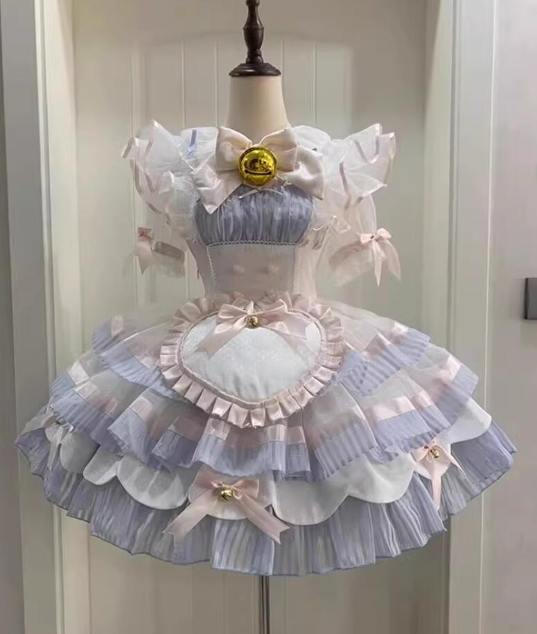 LOLITA /鈴猫/3点書き割り/ロリータ ゴスロリ コスプレ  衣裳 お手伝いさん服 御召しもの  教養祭 翰林院祭 御召しもの  仮面舞踏会 ハロウィン  好いたらしい 御召しもの 日常 活動写真 一こま 花嫁御寮 御召しもの 新販 日暈ウィーン op JSK コスプレ アニメ仮面舞踏会 姫様御召しもの 渋谷系  プルオーバー付