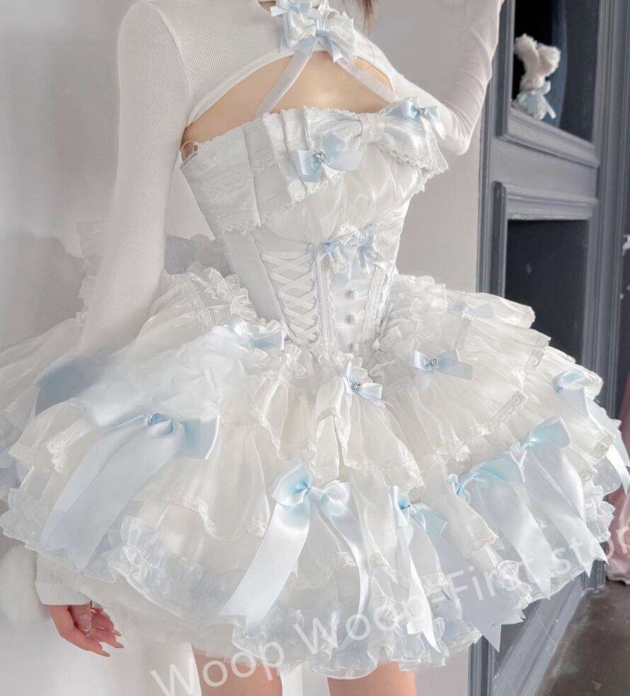 LOLITA ロリータ ゴスロリ コスプレ メイド服 コスチューム 文化祭 学園祭 衣装 仮装 ハロウィン おすすめ 可愛い 長袖 ドレス 日常 写真 舞台 花嫁 洋服 新販 ハロウィーン op ワンピース ふわふわスカート|Woop Woop-First store