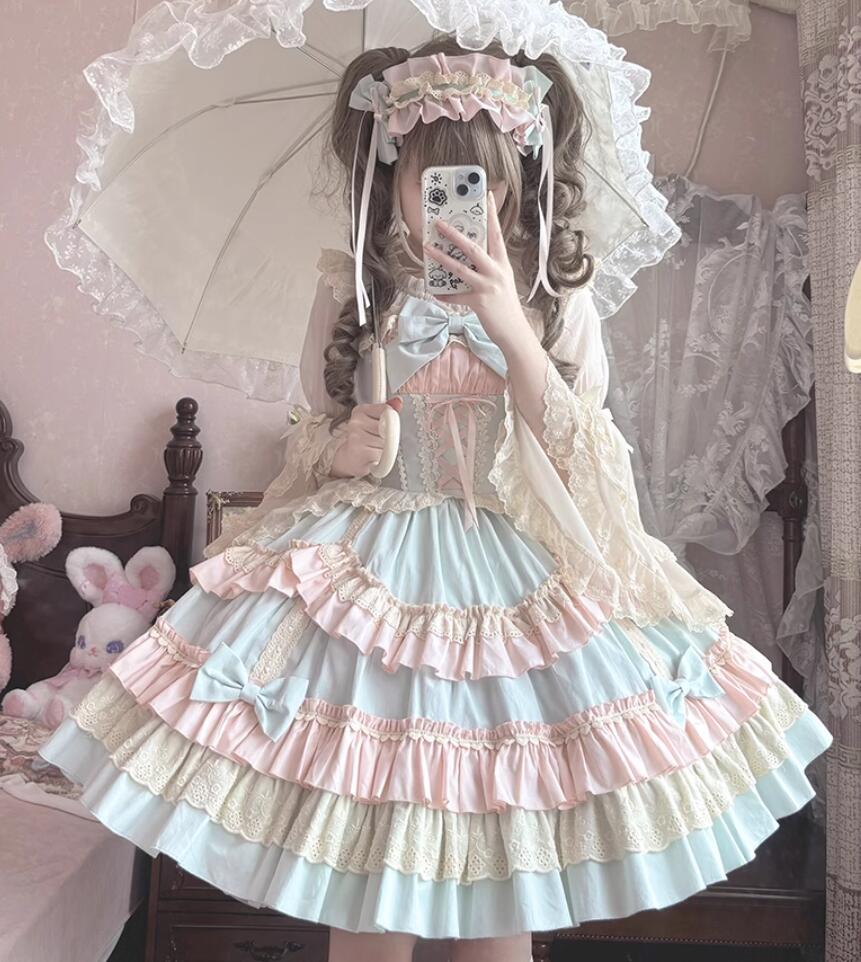 LOLITA ロリータ //メイド服/ワンピース　JSK OP ゴスロリ コスプレ メイド服 コスチューム 文化祭 学園祭 衣装 仮装 ハロウィン おすすめ 可愛い 日常　写真　舞台　花嫁　洋服　ハロウィーン　人形ドレス ティアードスカート バレエ　ハロウィーン Halloween 10,010円