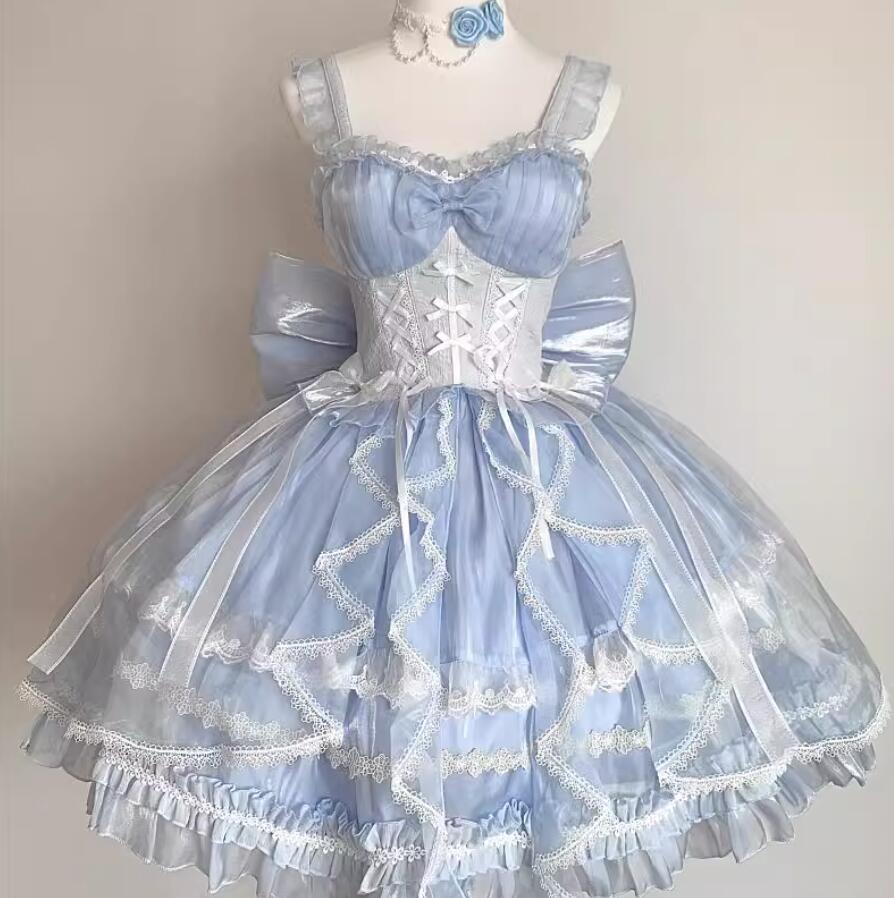 LOLITA ロリータ /メイド服/カラー//ワンピース　JSK OP ゴスロリ コスプレ メイド服 コスチューム 文化祭 学園祭 衣装 仮装 ハロウィン おすすめ 可愛い 日常　写真　舞台　花嫁　洋服　ハロウィーン　人形ドレス ティアードスカート バレエ Halloween