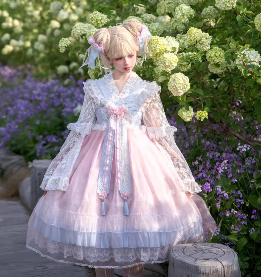 LOLITA ロリータ /2点セット/メイド服/ワンピース　JSK OP ゴスロリ コスプレ メイド服 コスチューム 文化祭 学園祭 衣装 仮装 ハロウィン 浴衣 可愛い 日常　写真　舞台　花嫁　洋服　ハロウィーン　人形ドレス ティアードスカート バレエ　ハロウィーン Halloween