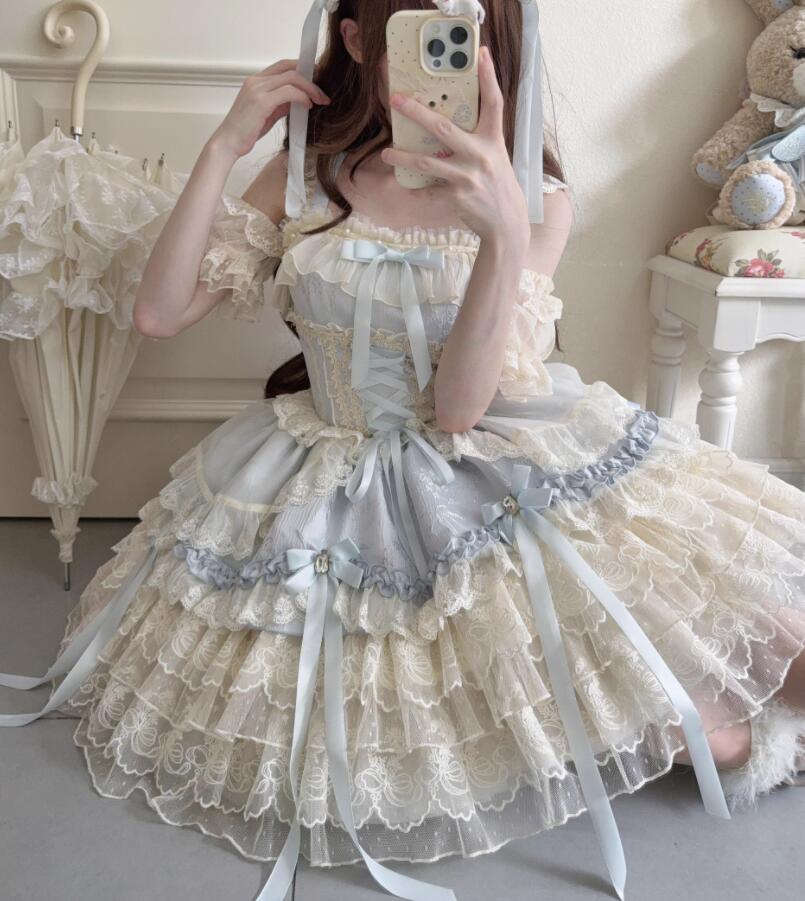 LOLITA ロリータ ゴスロリ コスプレ  ワンピース メイド服 コスチューム  文化祭 学園祭 衣装  仮装 ハロウィン  おすすめ 可愛い ドレス 日常 写真 舞台 花嫁 洋服 新販 ハロウィーン op カラースカート コスプレ アニメ仮装 姫様ドレス JSK バレエ風