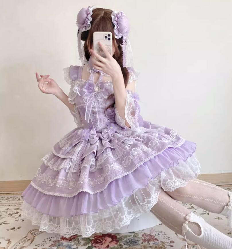 LOLITA ロリータ ゴスロリ コスプレ ワンピース　メイド服 コスチューム 文化祭 学園祭 衣装 仮装 ハロウィン おすすめ 可愛い ドレス　日常　写真　舞台　花嫁　洋服　新販　ハロウィーン　op　カラースカート　コスプレ　アニメ仮装　姫様ドレス　JSK　バレエ風