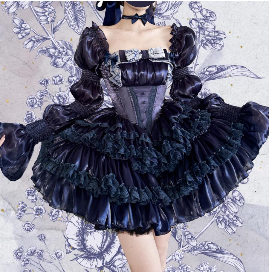 LOLITA ロリータ 黒姫/ゴスロリ コスプレ メイド服 コスチューム 文化祭 学園祭 衣装 仮装 ハロウィン おすすめ 可愛い 長袖 ドレス　日常　写真　舞台　花嫁　洋服　新販　ハロウィーン　op　ワンピース ふわふわスカート 12,045円