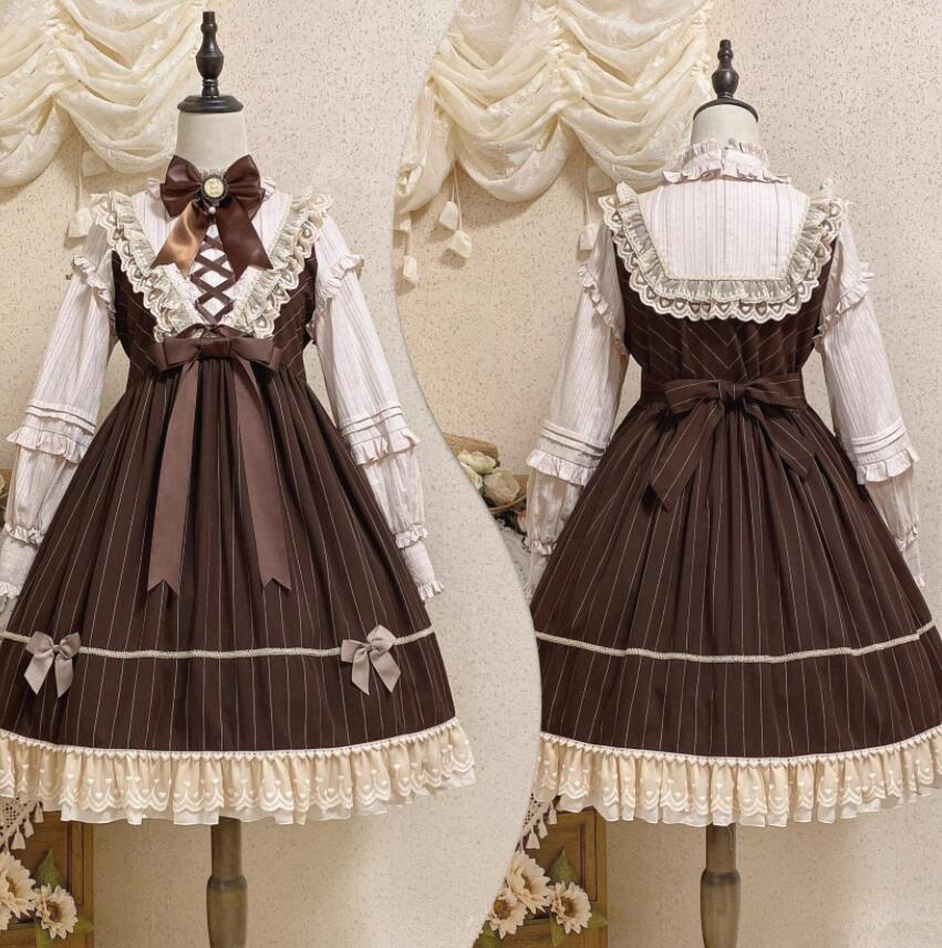 LOLITA ロリータ /長袖/衣裳 JSK OP ゴスロリ コスプレ  お手伝いさん服 御召しもの  教養祭 翰林院祭 御召しもの  仮面舞踏会 ハロウィン  おすすめ 好いたらしい  日常 活動写真 一こま 花嫁御寮 御召しもの 日暈ウィーン あやつり人形御召しもの ティアードスカート バレー 日暈ウィーン Halloween