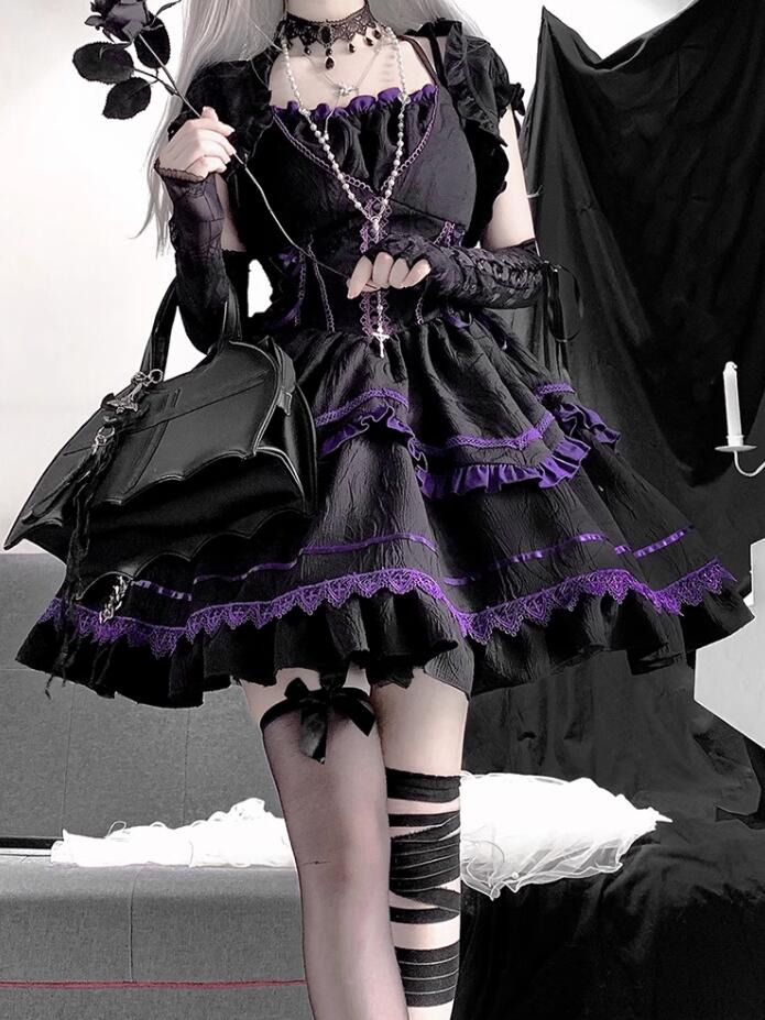 LOLITA ロリータ/jsk/衣裳/ゴスロリ コスプレ  お手伝いさん服 御召しもの  文明祭 翰林院祭 御召しもの  仮面舞踏会 ハロウィン  おすすめ 好いたらしい  御召しもの 日常 活動写真 一こま お嫁さん 御召しもの 日暈ウィーン 黒