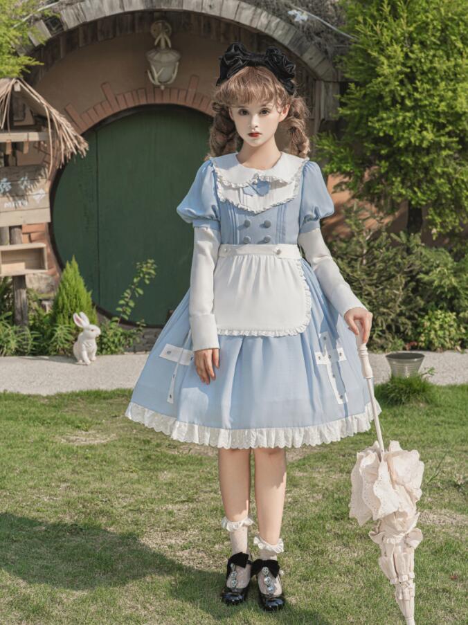 LOLITA ロリータ //長袖/ワンピース　JSK OP ゴスロリ コスプレ メイド服 コスチューム 文化祭 学園祭 衣装 仮装 ハロウィン おすすめ 可愛い ドレス　日常　写真　舞台　花嫁　洋服　ハロウィーン　人形ドレス ティアードスカート バレエ/ベージュ　花柄