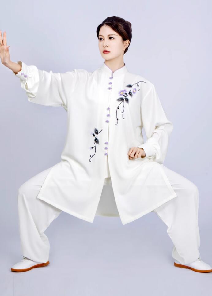 刺繍/男女兼用 2color 長袖　武術表演服 太極拳服 上下セット サテン 演舞チャイナ服 ラッピング カンフーパンツ コスプレ　衣装　発表会　スポーツ 武術 ゆったり　ラッピング カンフーパンツ ズボン 母の日ギフト 　メンズ　 レディース　 XS-XXL
