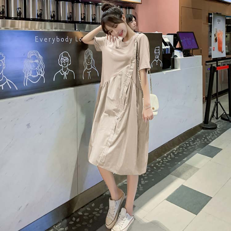 人気デザイナー マタニティ レディース マタニティウェア ビッグt 無地 ワンピース 夏 切替 ママ ミモレワンピース ラウンドネック 柔らか 産後 半袖 薄手 かわいい おしゃれ 産前 上品 普段着 臨月 ルームウエア Tシャツワンピース Amazingimoveis Com Br