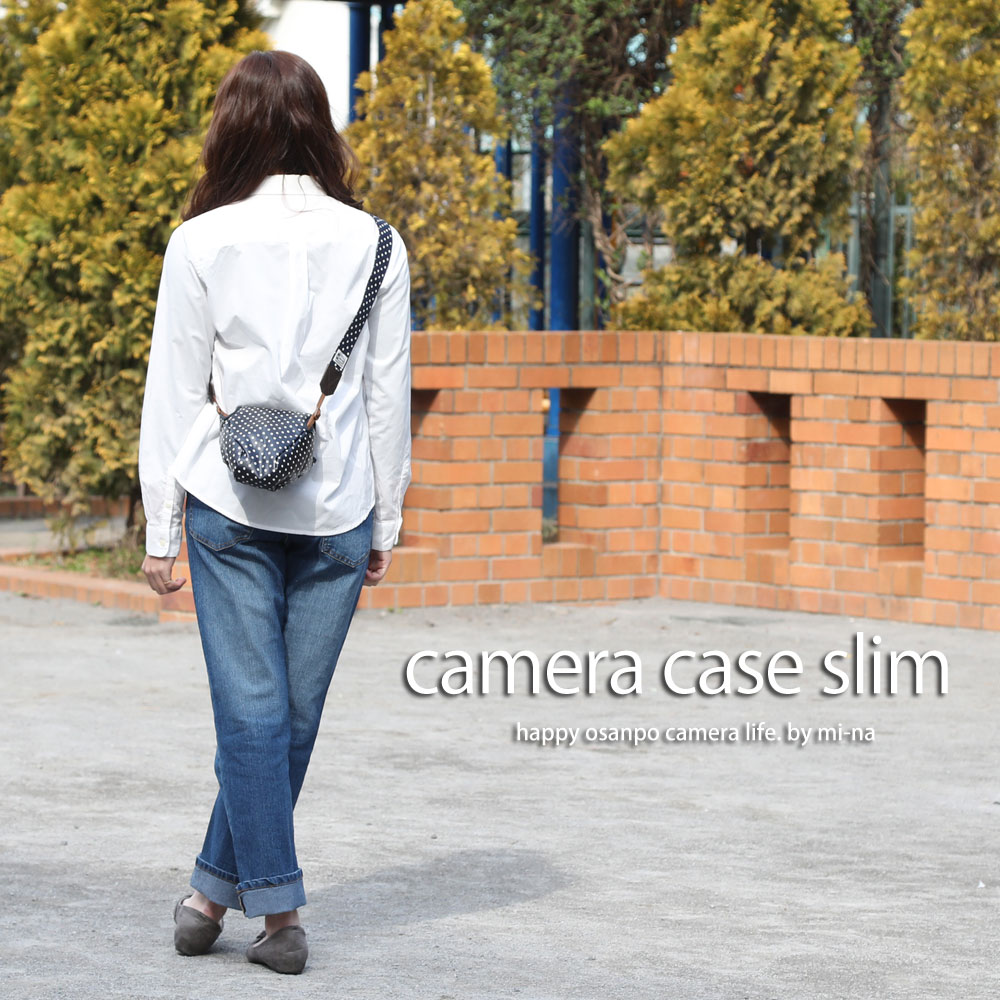 カメラケース Camera Case カメラカバー Mi Na ミーナ おしゃれ かわいい ビニールコーティングタイプ ミラーレス 一眼レフ カメラのお洋服 特価商品 女子 スリム ダークネイビードット