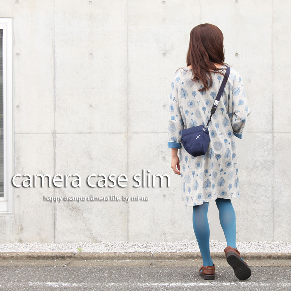 カメラケース Camera Case カメラカバー Mi Na ミーナ おしゃれ セール特価品 かわいい 女子 一眼レフ カメラのお洋服 ミラーレス ネイビー 刺繍 帆布 Needlework スリム シリーズ