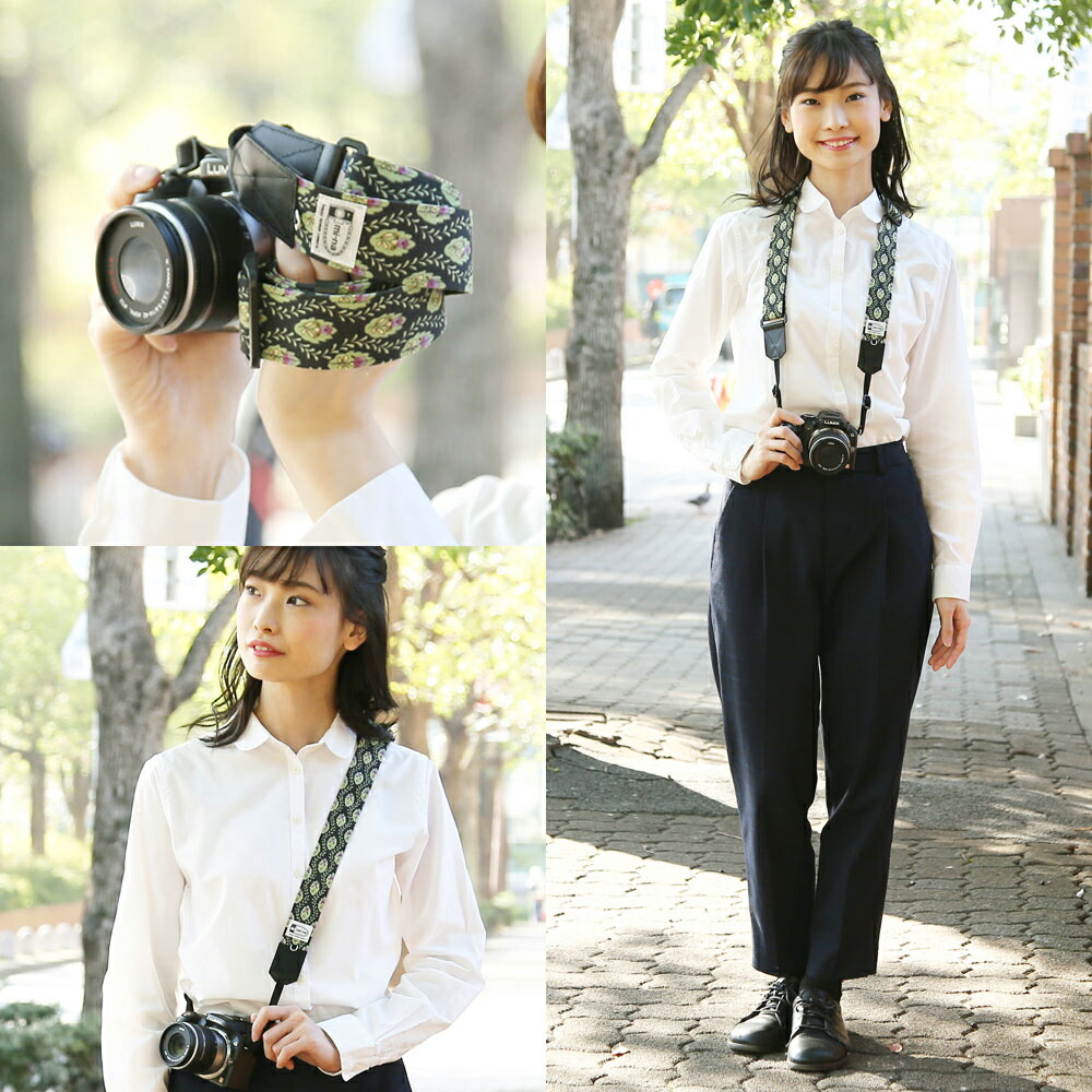 楽天市場 カメラストラップ 一眼レフ かわいい おしゃれ Mi Na ミーナ プロヴァンスフラワーグリーン ３ ５ｃｍ幅 長さ調節タイプ ミーナ