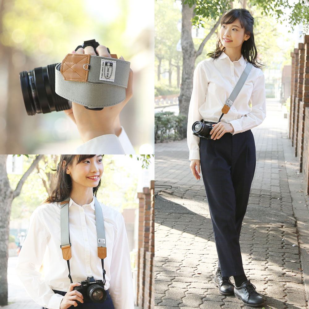 楽天市場 カメラストラップ 一眼レフ かわいい おしゃれ Mi Na ミーナ Cordura コーデュラ グレー ３ ５ｃｍ幅 長さ調節タイプ ミーナ