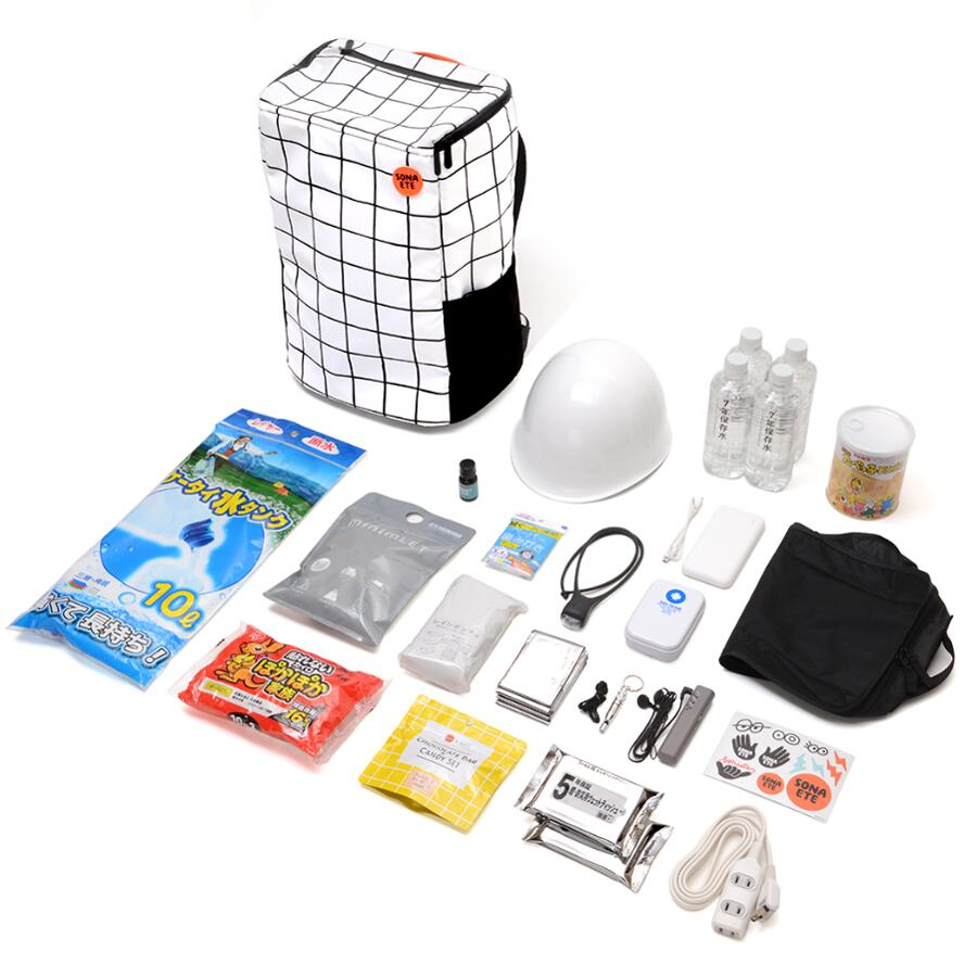 【SONAETE】 Emergency Bag 防災背嚢 駆け込み寺設備20点仕掛ける 不仕合わせ積みたてる用防災仕掛ける 衝撃・どしゃ降り・颶風駆け込み寺に ソナエテ IZAMESHIの杉田はやりっ子製