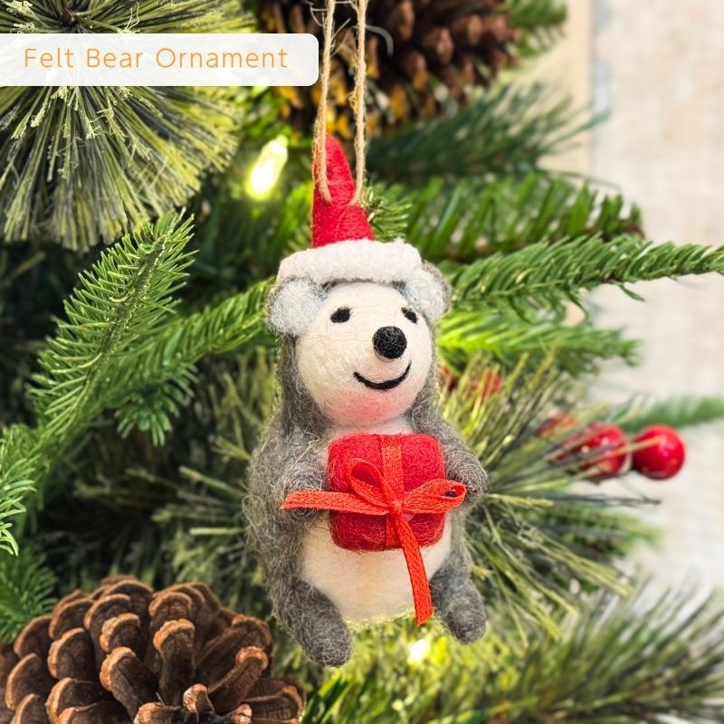 楽天市場】クリスマス ファブリックベア あめ1個付き オーナメント