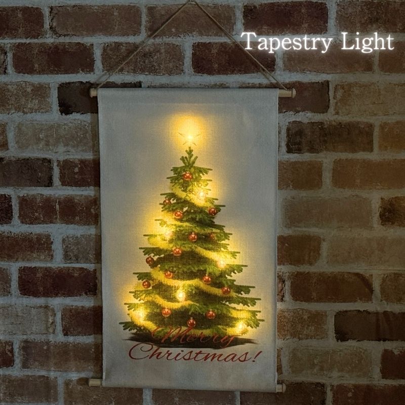 クリスマスツリータペストリーライト｜ウォームホワイトLEDライト（常点） 60cm×40cm