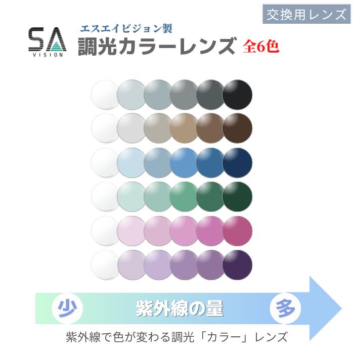 【ダークカラー調光】 SA 全6色 調光レンズ ColorSensor 1.60AS UVカット UV420 ハードマルチコート エスエー カラーセンサー 交換用レンズ