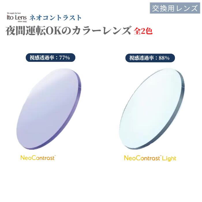 【夜間運転OK!】 Ito Lens カラーレンズ NeoContrast & NeoContrasut Light UVカット ハードマルチコート ネオコントラストレンズ ネオコントラストライト イトーレンズ 交換用レンズ