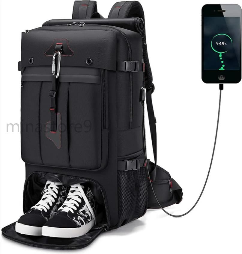 【楽天市場】登山リュック 50L 大容量 ファスナー リュックサック バックパック 17インチPC リュックサック スクエア 防水 ハイキング