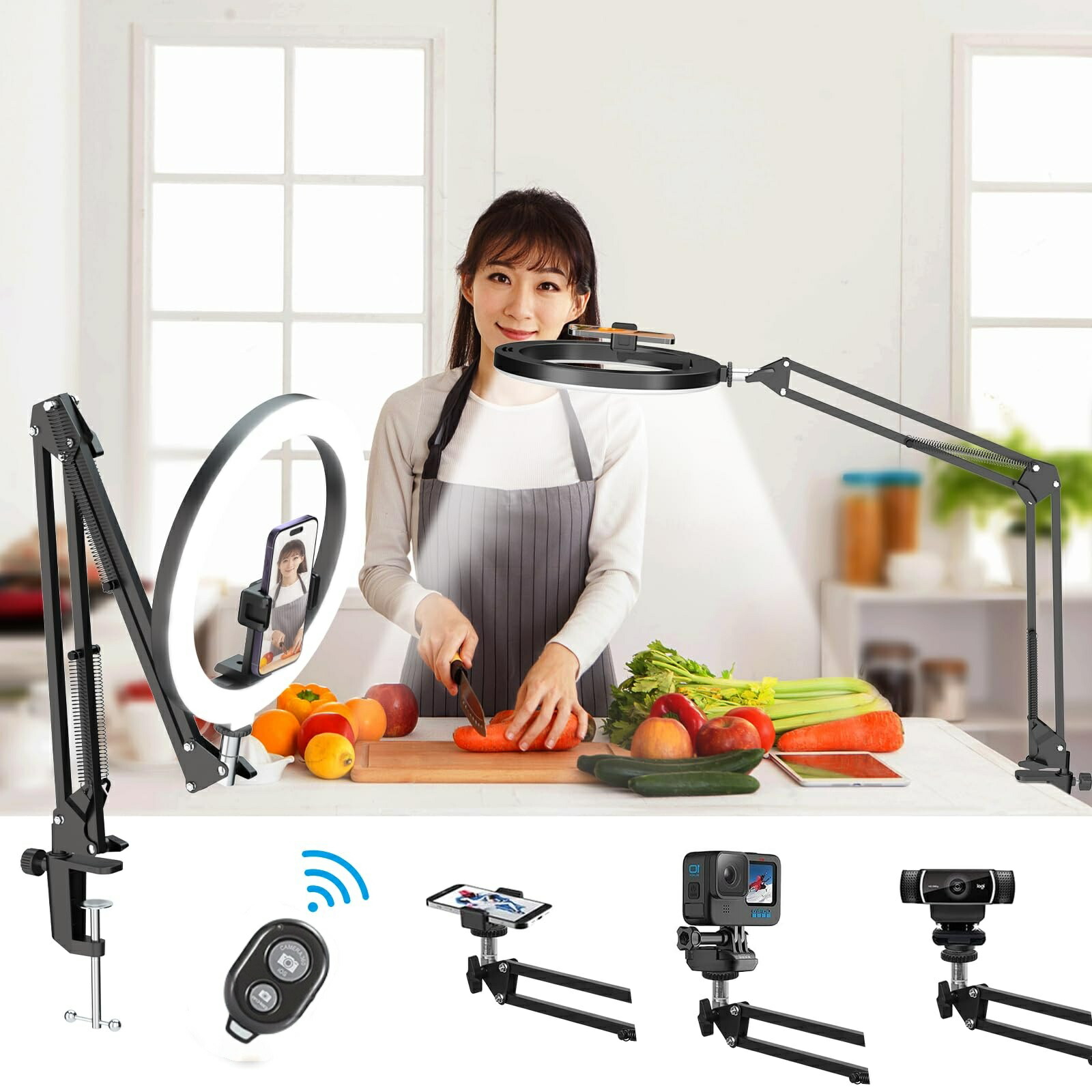 楽天市場】LUXSURE リングライト アーム 俯瞰撮影 スマホスタンド