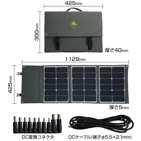 楽天市場 M O L ソーラーパネル 60w Mol S60 Mol 太陽光発電 充電 折りたたみ式 キャンプ アウトドア 災害 ミナト電機工業