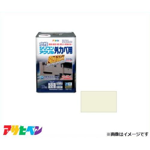 アサヒペン 水溶性ケイ素樹脂アクリル樹脂外かべ用 16kg (ミルキー白いこと) [住み家世話をする 超耐久 防藻 防菌類] 塗料缶・ペンキ-塗装用品