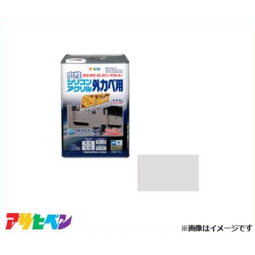 アサヒペン 水性シリコンアクリル外かべ用 16kg (ソフトグレー) [ハウスケア 超耐久 防藻 防カビ]｜ミナトワークス