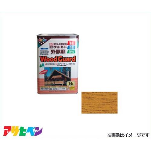 アサヒペン 油性ウッドガード外部用 14L (ライトオーク) [ハウスケア 白アリ キクイムシ 防虫 防腐 カビ]｜ミナトワークス