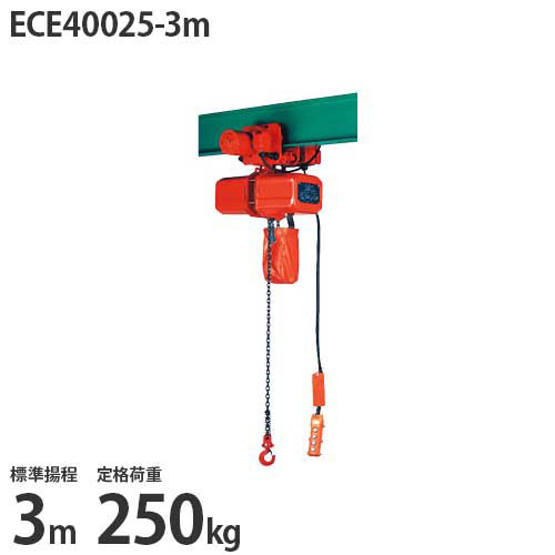 楽天市場 ニッチ 電動横行式 電気チェーンブロック 4点押ボタン式 三相0v Ece 3m 250kg 標準揚程3m 操作電圧24v 電動クレーン用 ミナト電機工業